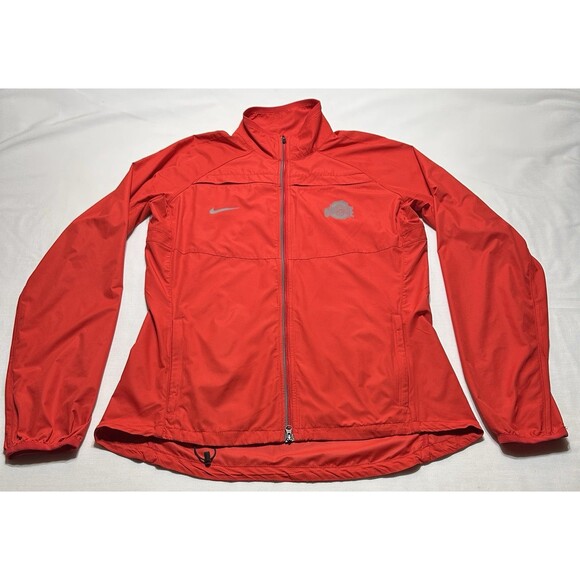 Ohio State Buckeyes Nike Womens Jacket Size Medium Red Windbreaker Full Zip OSU - Picture 1 of 10